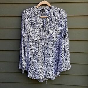 Super Cute Ana Animal Print Sheer Blouse In Size Larrge